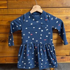 Young Days Navy Blue Kids Dress with Fun Patterns